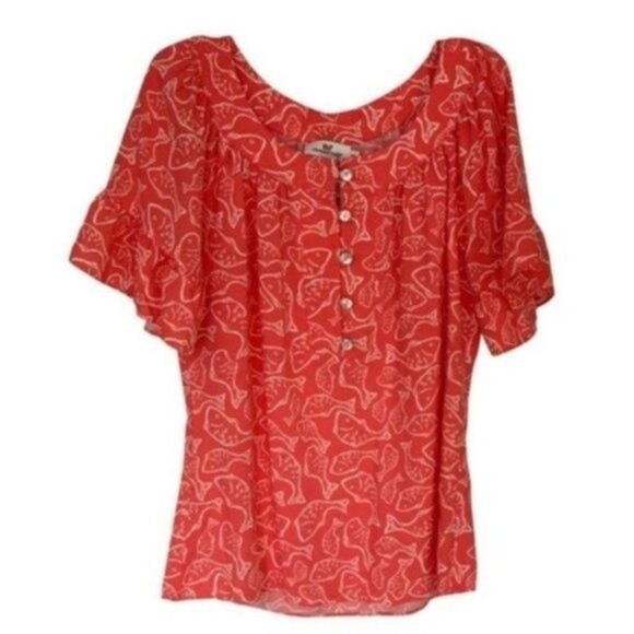 Vineyard Vines Coral Fish Pattern Top - Picture 1 of 5